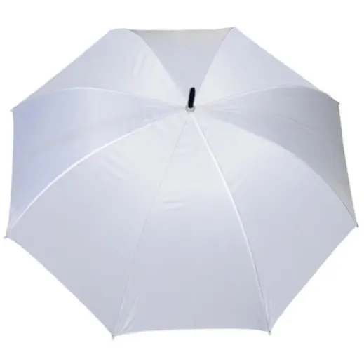 Golf Umbrella - Faux Wooden Handle White Open